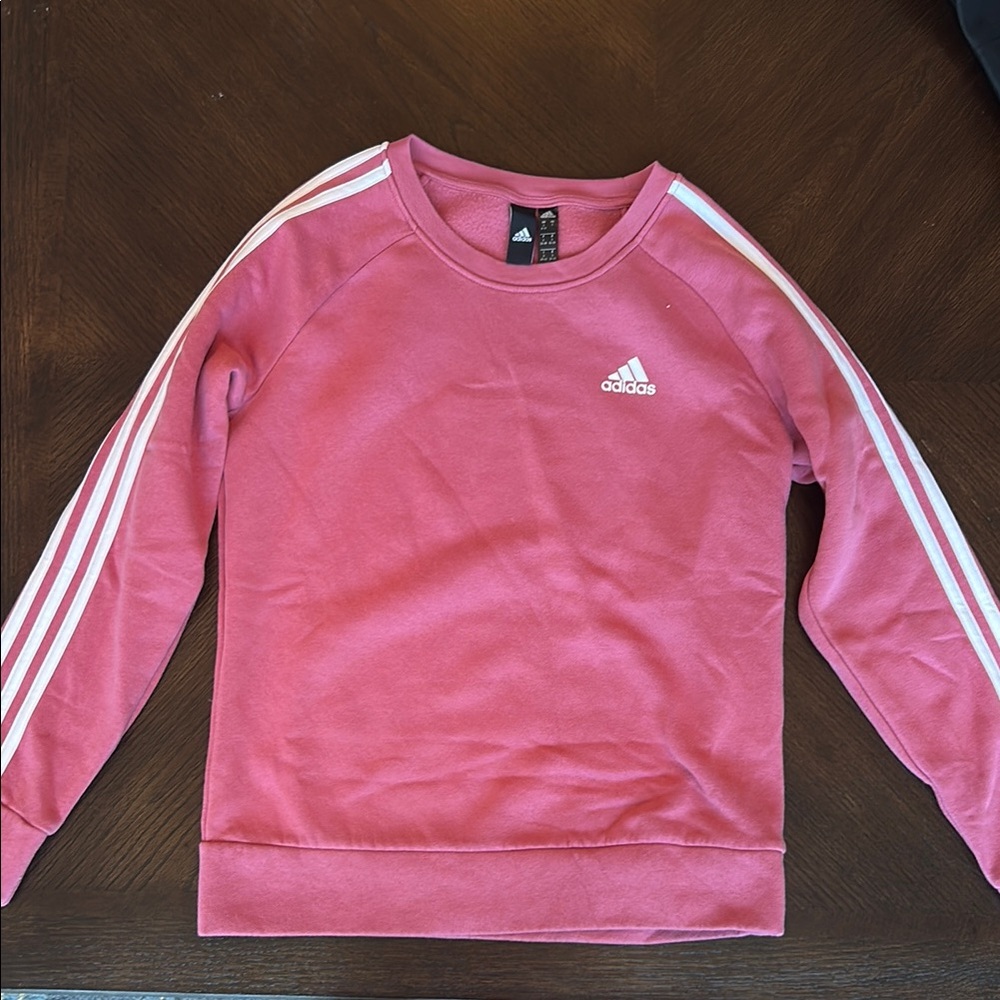 Adidas Kids Pink Sweatshirt with White Stripes